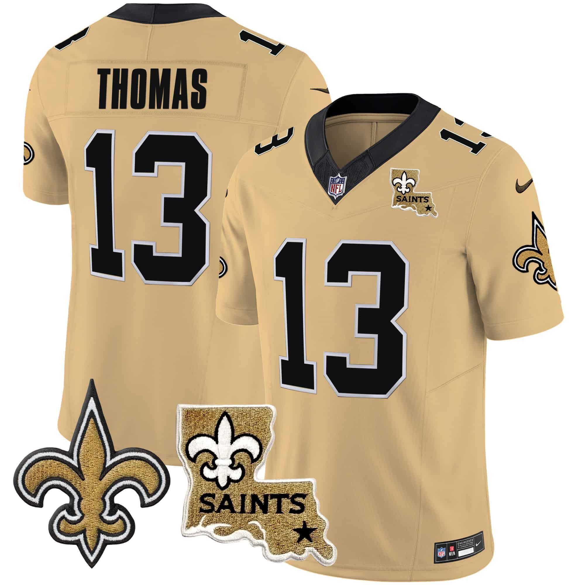 Men New Orleans Saints 13 Thomas Yellow 2024 Nike Vapor Limited NFL Jersey